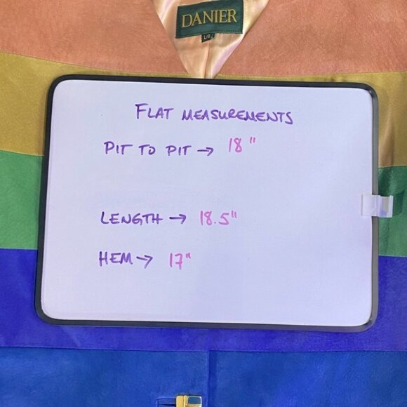 Danier Rainbow Stripe Suede Cropped Button Up Short Sleeve Jacket L - Picture 9 of 13